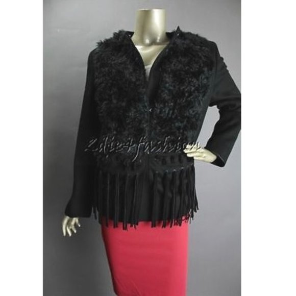 New with Tags PRADA Black Mohair Fur Suede Leather Fringe Wool Jacket 8 - Picture 4 of 8